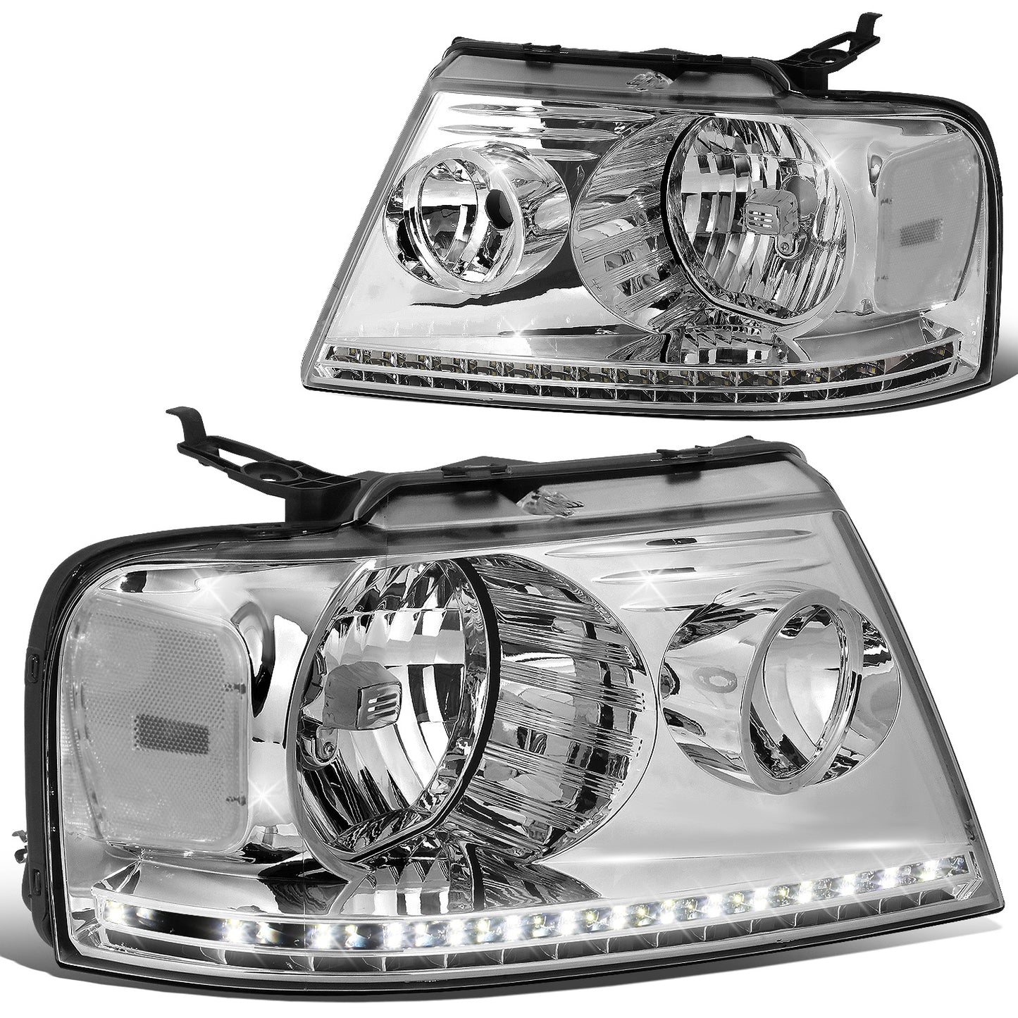 FAROS 04-08 FORD F-150 / 06-08 LINCOLN MARK LT - LED DRL - CHROME HOUSING / CLEAR CORNER