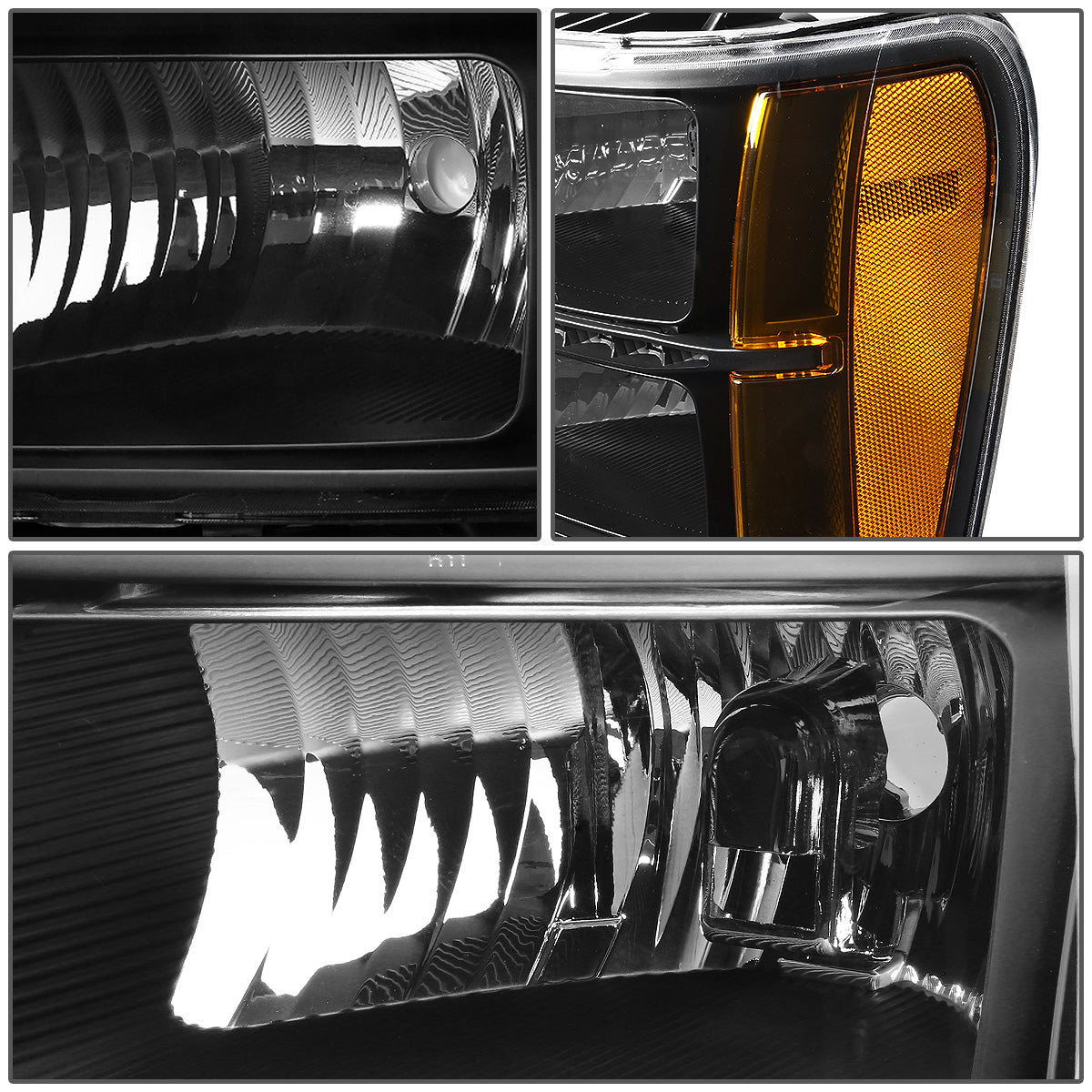 FAROS 07-13 GMC SIERRA 1500 / 07-14 GMC SIERRA 2500 , 3500 2/4-DOOR - LED DRL - BLACK HOUSING / AMBER CORNER - H11 LOW BEAM / 9005 HIGH BEAM