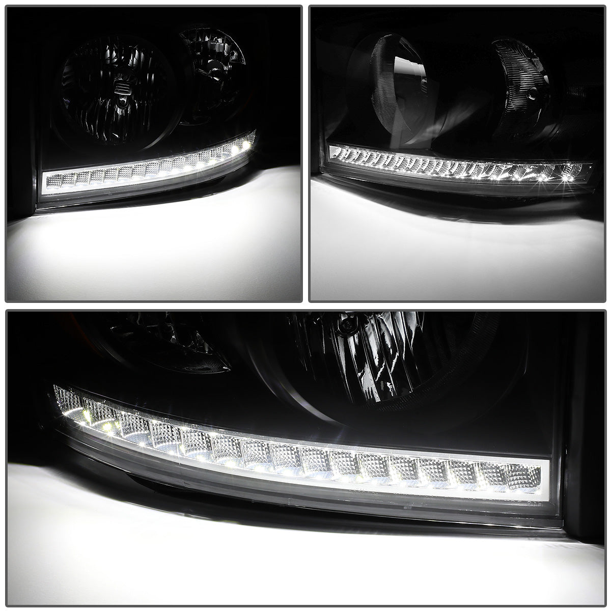 FAROS 06-08 DODGE RAM 1500 / 06-09 DODGE RAM 2500 , 3500 - FITS MODELS WITH HALOGEN HEADLAMPS ONLY - LED DRL - BLACK HOUSING / CLEAR CORNER - H13 LOW BEAM / H13 HIGH BEAM