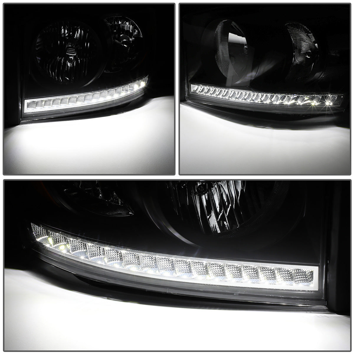 FAROS 06-08 DODGE RAM 1500 / 06-09 DODGE RAM 2500 , 3500 - FITS MODELS WITH HALOGEN HEADLAMPS ONLY - LED DRL - BLACK HOUSING / SMOKE LENS / CLEAR CORNER - H13 LOW BEAM / H13 HIGH BEAM