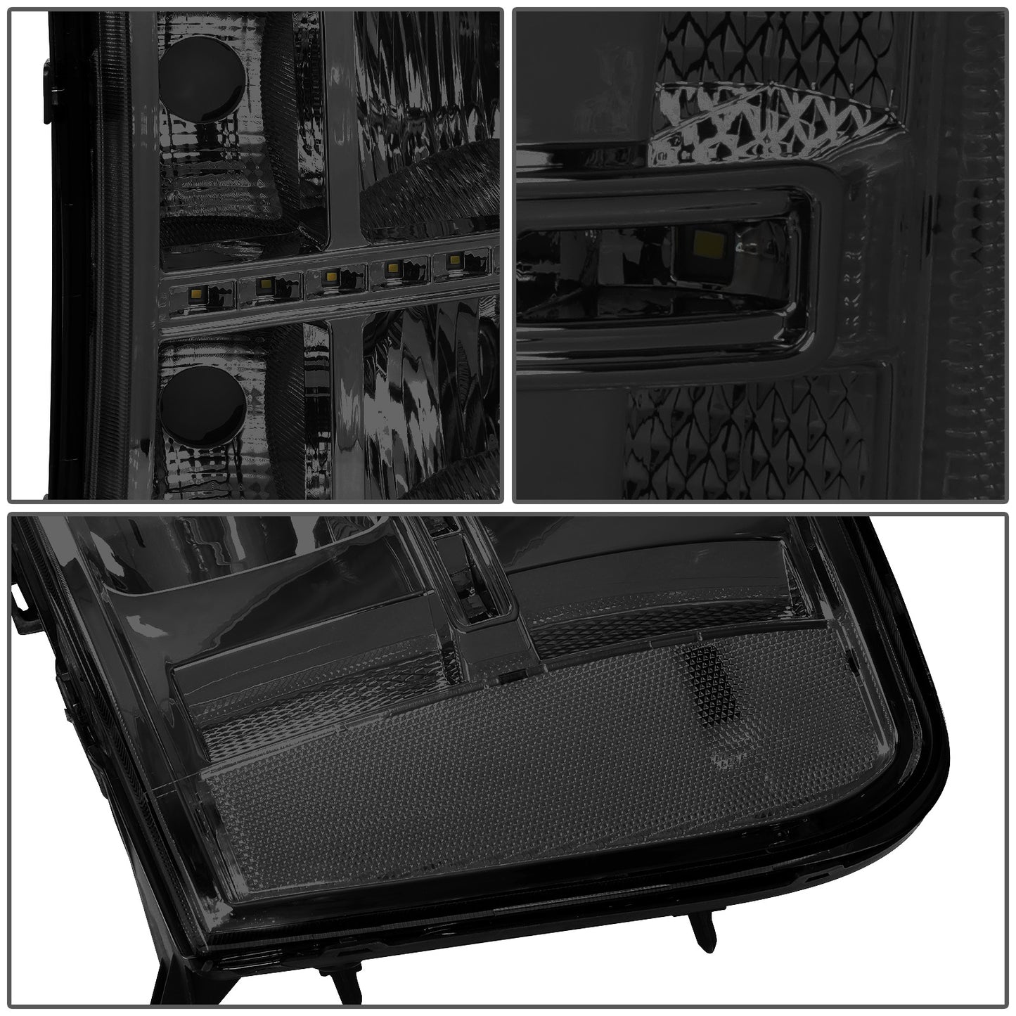 FAROS 07-13 GMC SIERRA 1500 / 07-14 GMC SIERRA 2500, 3500 - DOES NOT FIT 2007 CLASSIC STYLES - LED DRL STRIP - SMOKE HOUSING / CLEAR CORNER