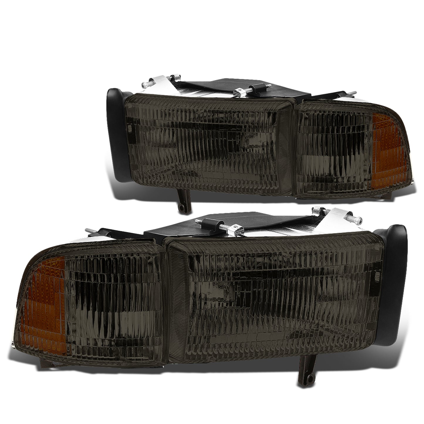 FAROS 94-02 DODGE RAM 2500 , 3500 / 94-01 RAM 1500 2/4-DOOR - DOES NOT FIT SPORT MODELS - 4PC - OEM STYLE - SMOKE HOUSING / AMBER CORNER - 9004 LOW BEAM / HIGH BEAM