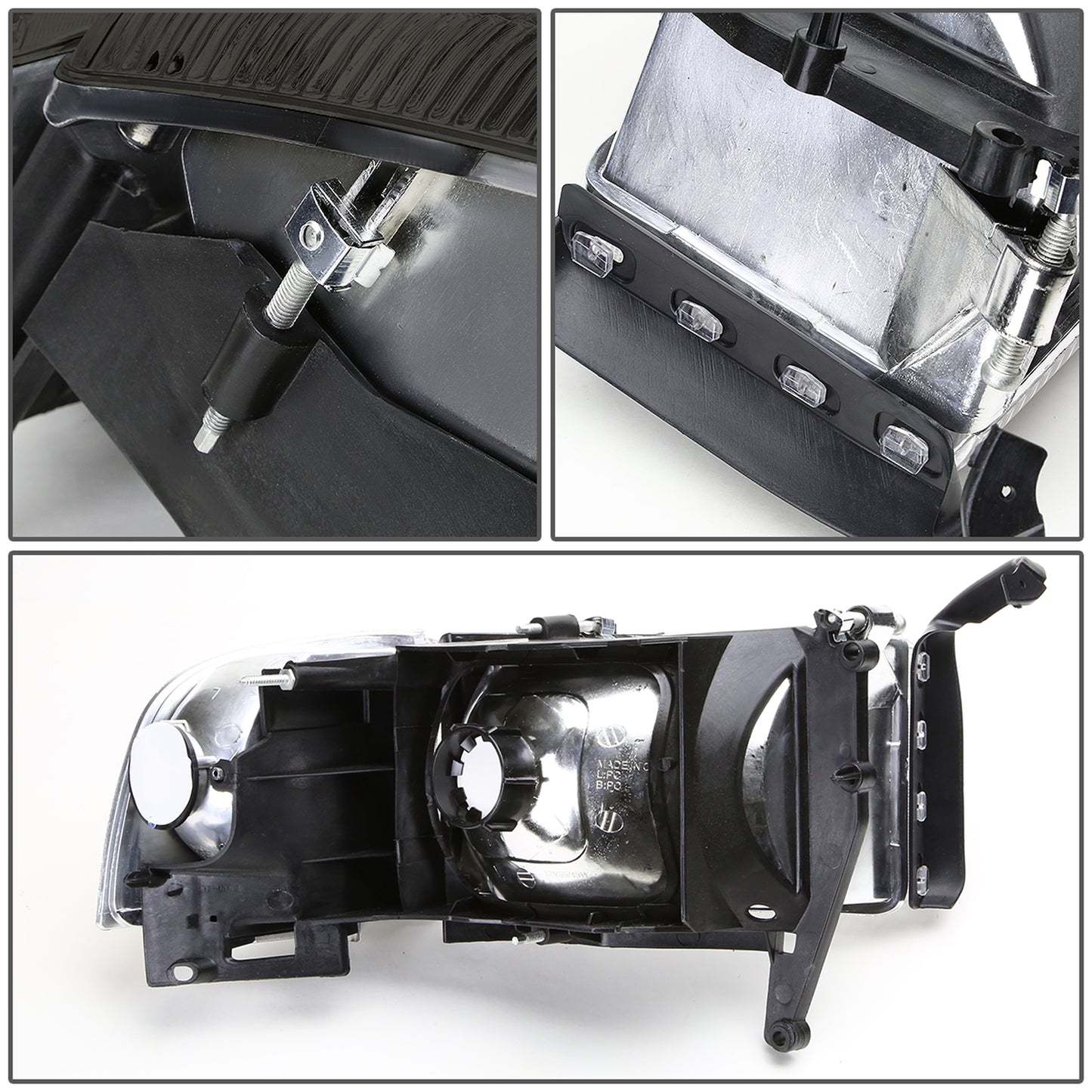 FAROS 94-02 DODGE RAM 2500 , 3500 / 94-01 RAM 1500 2/4-DOOR - DOES NOT FIT SPORT MODELS - 4PC - OEM STYLE - SMOKE HOUSING / AMBER CORNER - 9004 LOW BEAM / HIGH BEAM