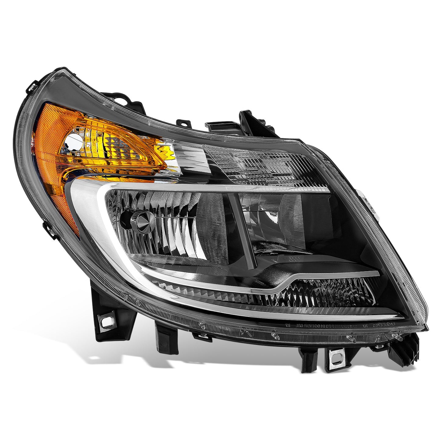FAROS RAM PROMASTER 1500 2014-2022 / RAM PROMASTER 2500 2014-2022 / RAM PROMASTER 3500 2014-2022 - WITHOUT DAYTIME RUNNING LAMPS - OE STYLE - H7 LOW & HIGH BEAM / 2827 SIDE MARKER / 7443 TURN SIGNAL - CHROME HOUSING - RIGHT