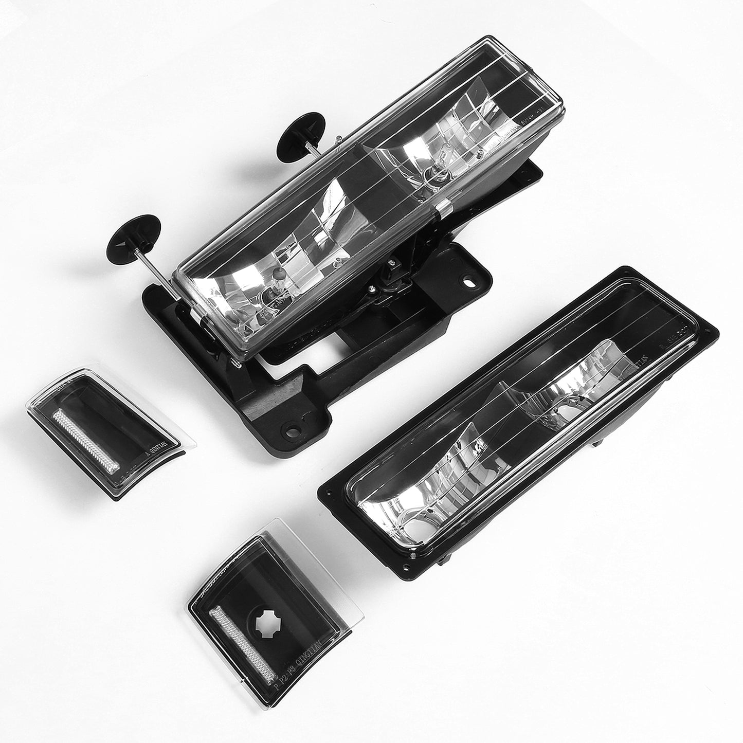 FAROS 94-00 GMC C10 - 8PC 2/4-DOOR - BLACK HOUSING / CLEAR CORNER - 9006 LOW BEAM / 9005 HIGH BEAM