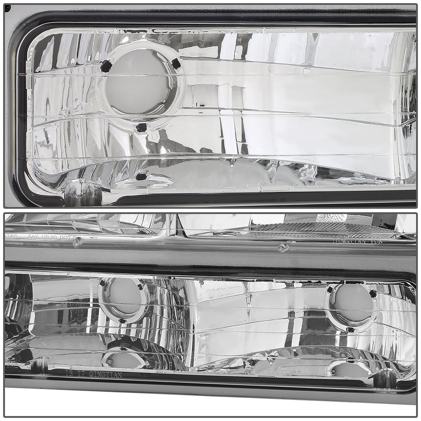 FAROS 94-00 GMC C10 - 8PC 2/4-DOOR - CHROME HOUSING / AMBER CORNER - 9006 LOW BEAM / 9005 HIGH BEAM