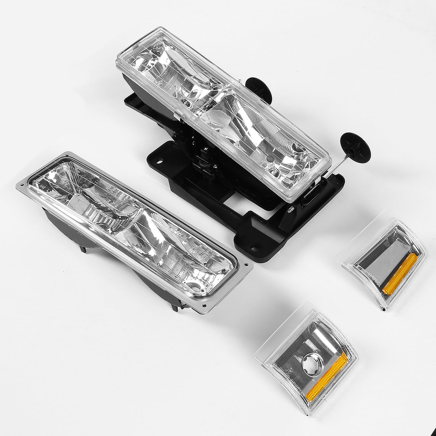 FAROS 94-00 GMC C10 - 8PC 2/4-DOOR - CHROME HOUSING / AMBER CORNER - 9006 LOW BEAM / 9005 HIGH BEAM