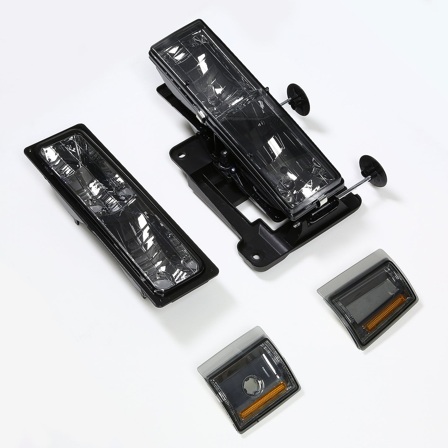 FAROS 94-00 GMC C10 - 8PC 2/4-DOOR - SMOKE HOUSING / AMBER CORNER - 9006 LOW BEAM / 9005 HIGH BEAM