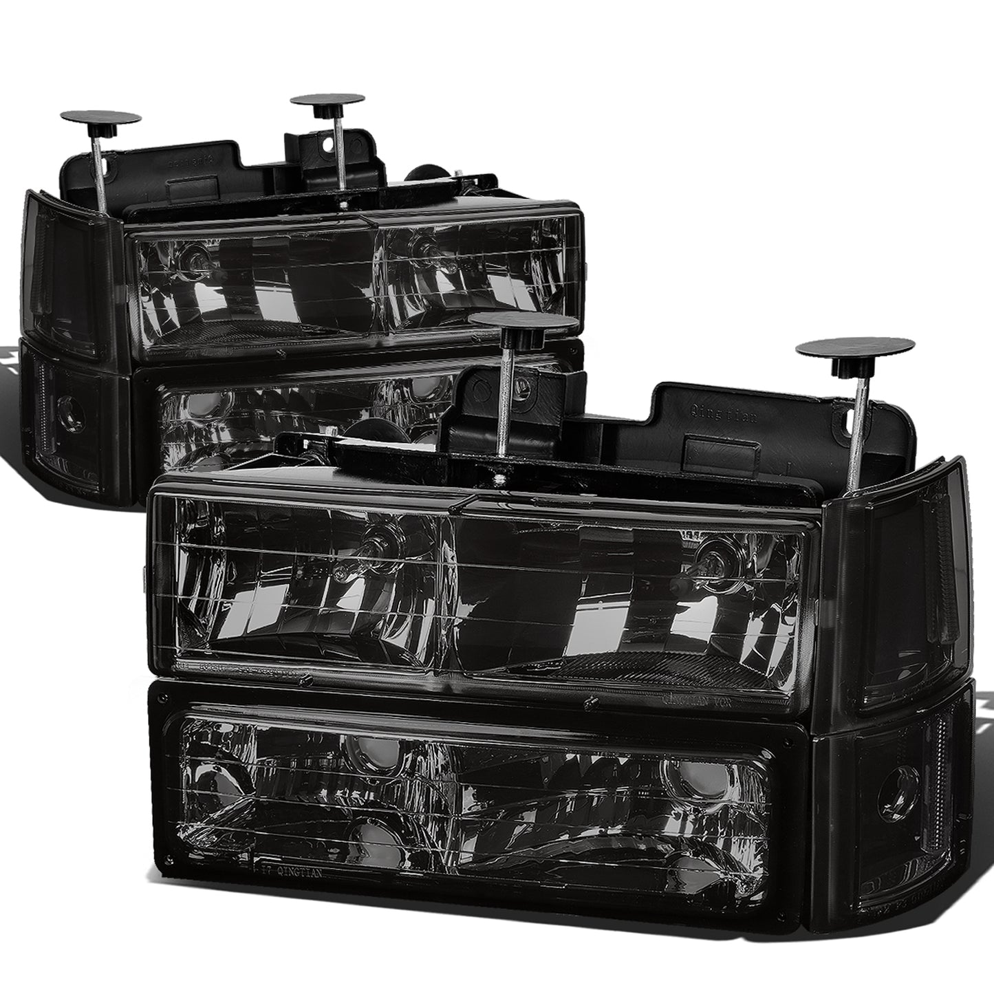 FAROS 94-00 GMC C10 - 8PC 2/4-DOOR - SMOKE HOUSING / CLEAR CORNER - 9006 LOW BEAM / 9005 HIGH BEAM