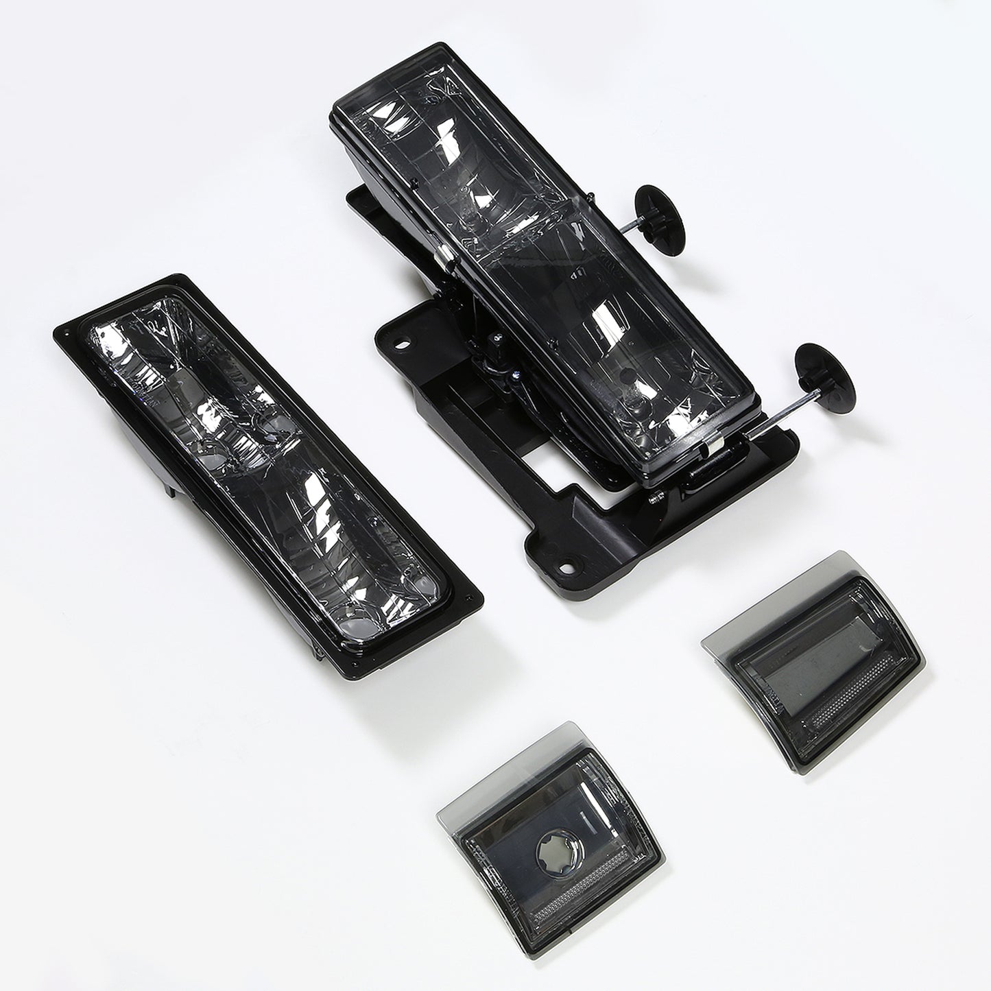 FAROS 94-00 GMC C10 - 8PC 2/4-DOOR - SMOKE HOUSING / CLEAR CORNER - 9006 LOW BEAM / 9005 HIGH BEAM