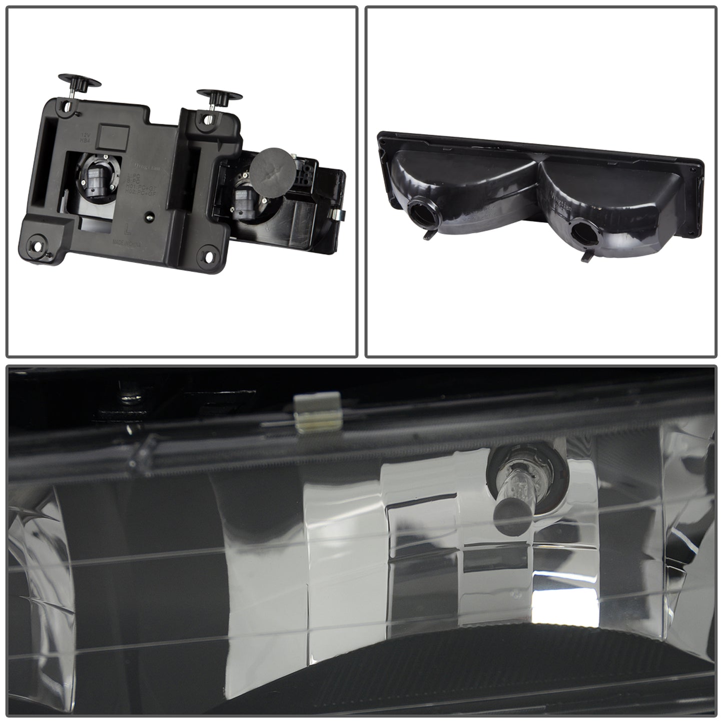 FAROS 88-93 CHEVY C10 2/4-DOOR - 8PC - BLACK HOUSING / CLEAR CORNER - 9006 LOW BEAM / 9005 HIGH BEAM