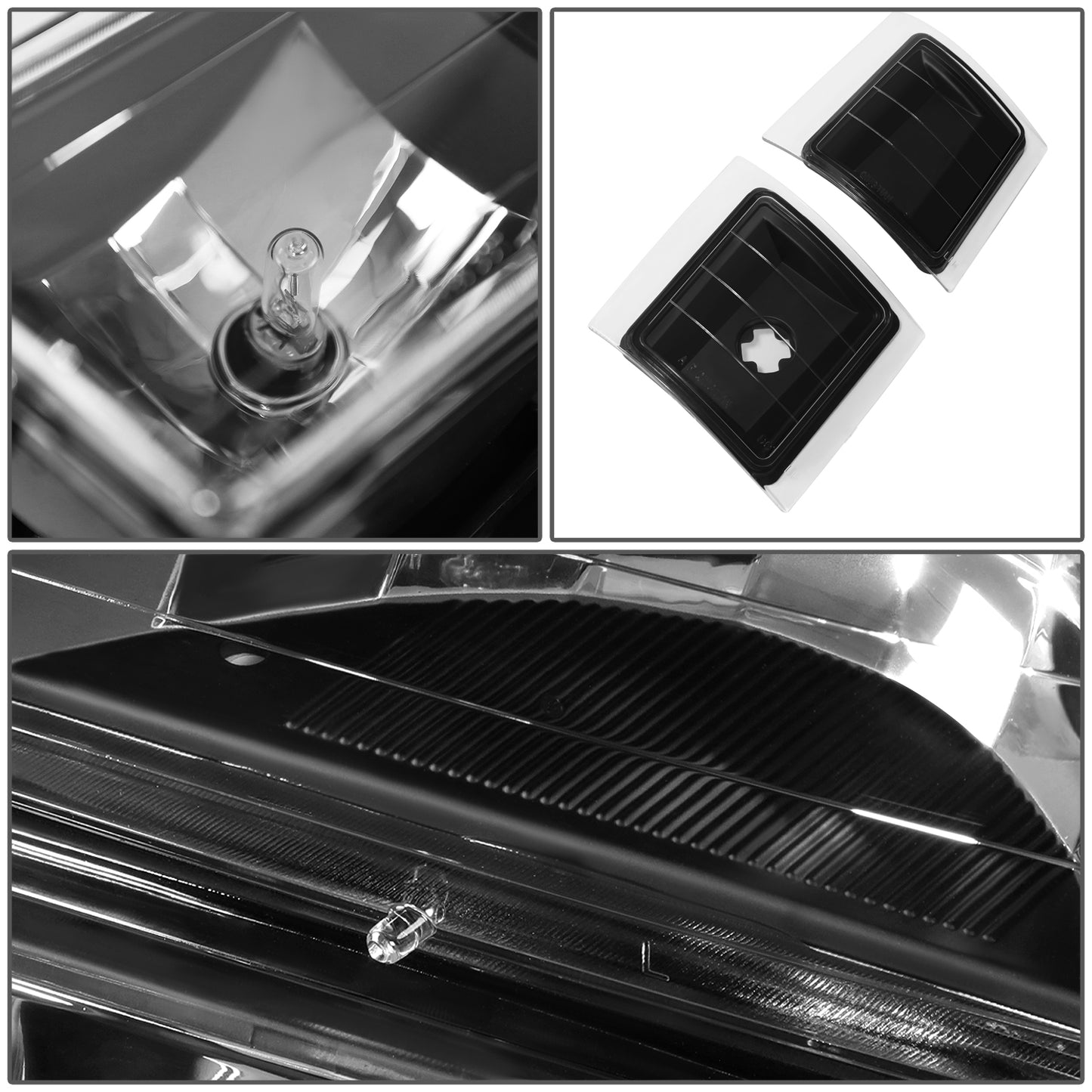 FAROS 94-98 CHEVY C10 2/4-DOOR - 8PC - BLACK HOUSING / CLEAR CORNER - 9006 LOW BEAM / 9005 HIGH BEAM