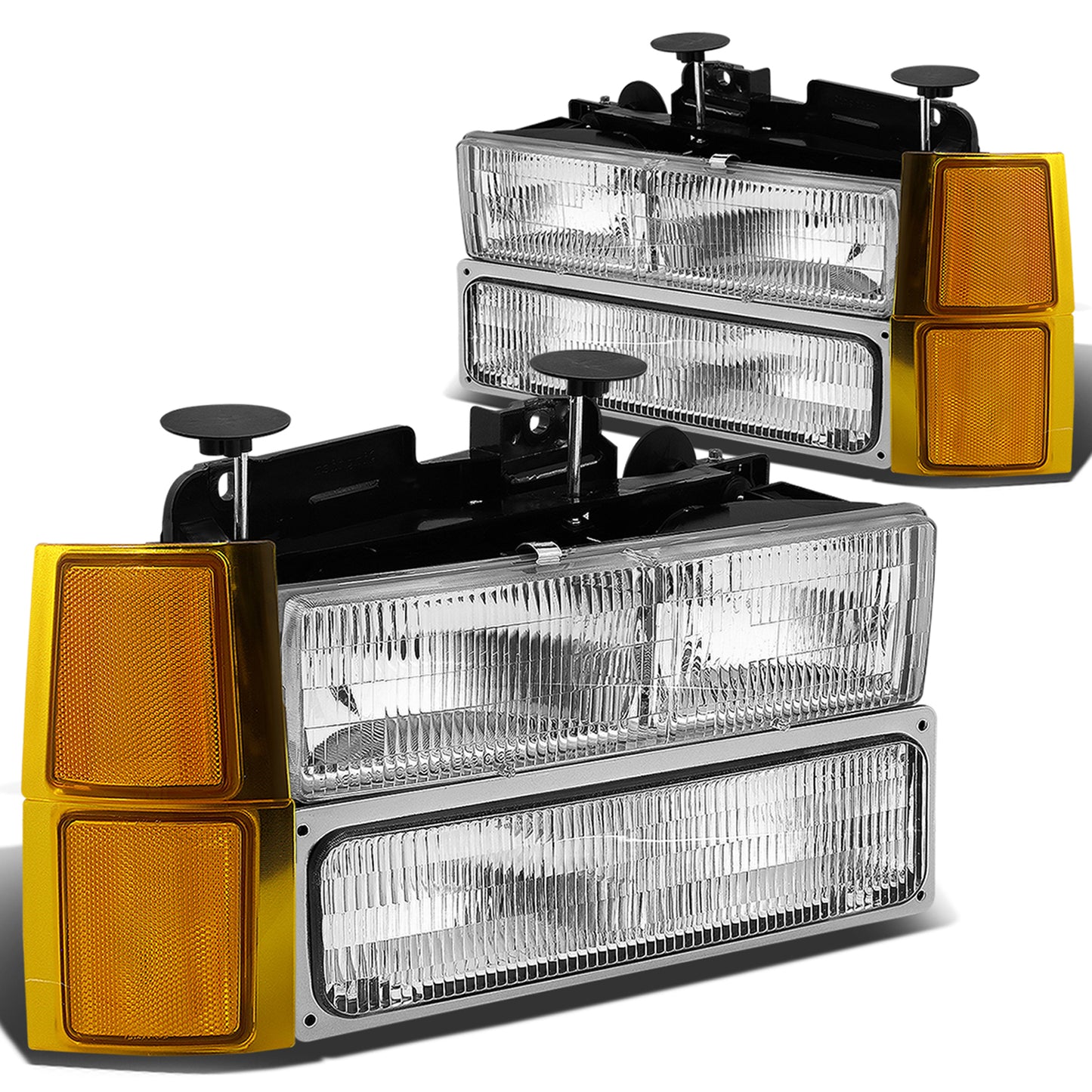 FAROS 94-98 CHEVY C10 2/4-DOOR - 8PC - OEM STYLE - CHROME HOUSING - 9006 LOW BEAM / 9005 HIGH BEAM