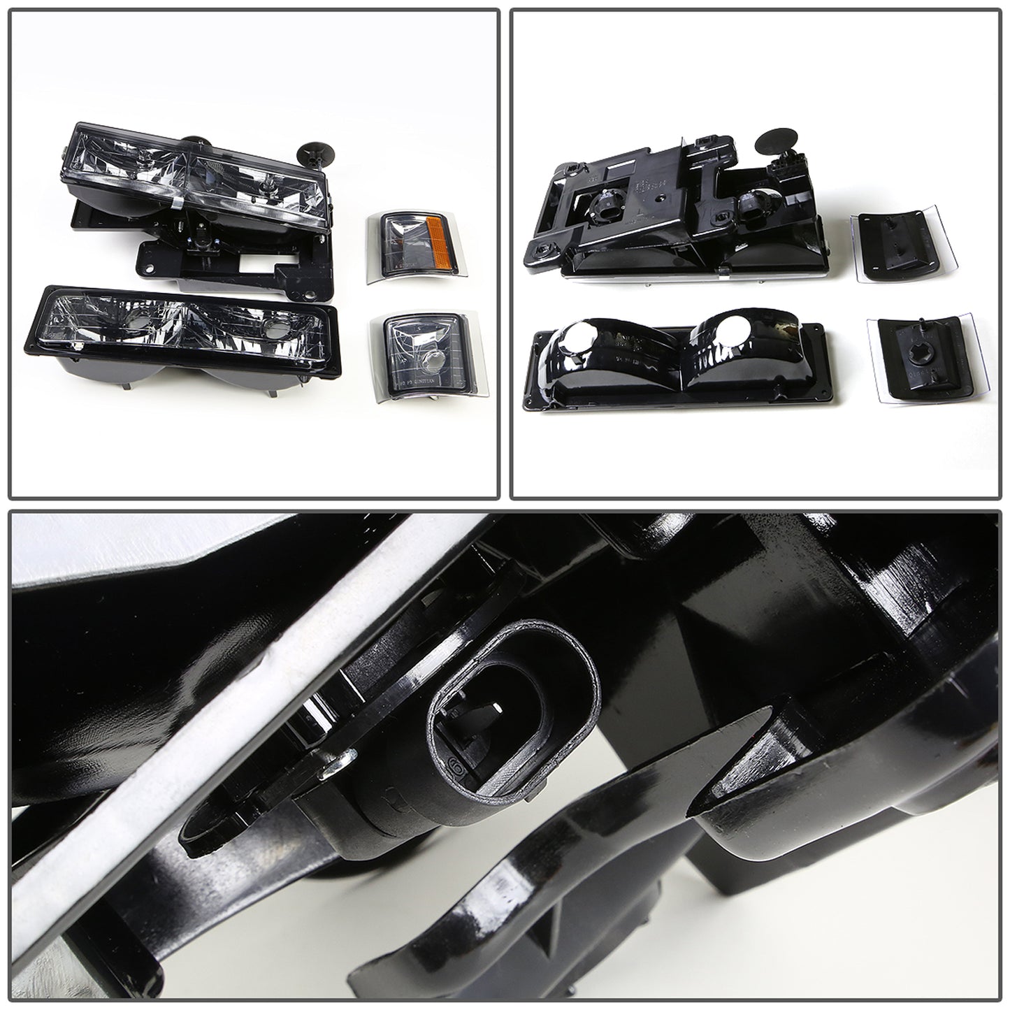 FAROS 94-98 CHEVY C10 2/4-DOOR - 8PC - SMOKE HOUSING / AMBER CORNER - 9006 LOW BEAM / 9005 HIGH BEAM