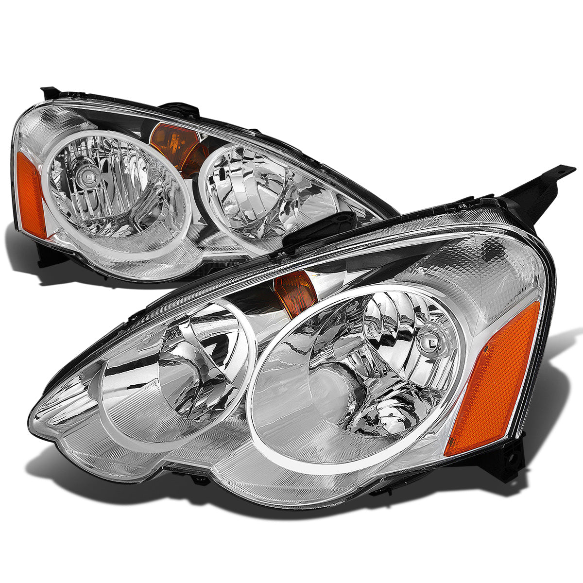 FAROS 02-04 ACURA RSX 2-DOOR - CHROME HOUSING / AMBER CORNER - H1 LOW BEAM / HIGH BEAM
