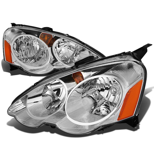 FAROS 02-04 ACURA RSX 2-DOOR - CHROME HOUSING / AMBER CORNER - H1 LOW BEAM / HIGH BEAM