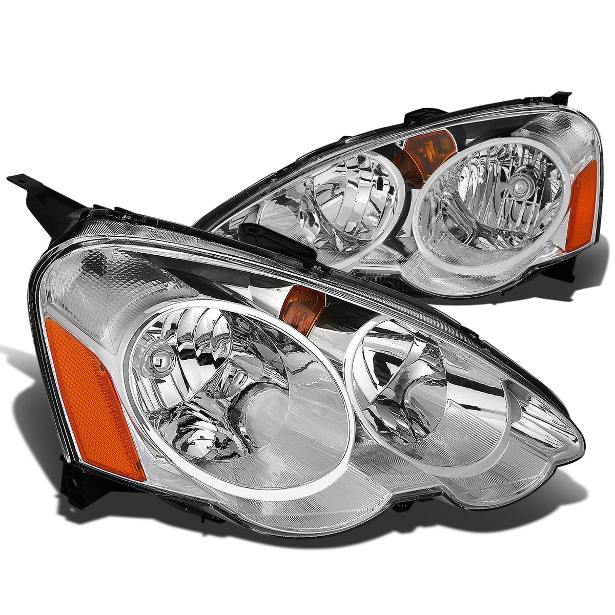FAROS 02-04 ACURA RSX 2-DOOR - CHROME HOUSING / AMBER CORNER - H1 LOW BEAM / HIGH BEAM