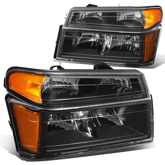 FAROS 04-12 CHEVY COLORADO , GMC CANYON / 06 ISUZU I-280 , I-350 / 07-08 ISUZU I-290 , I-370 2/4-DOOR - 4PC - BLACK HOUSING / AMBER CORNER - 9006 LOW BEAM / 9005 HIGH BEAM