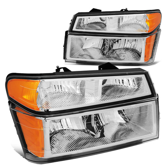 FAROS 04-12 CHEVY COLORADO , GMC CANYON / 06 ISUZU I-280 , I-350 / 07-08 ISUZU I-290 , I-370 2/4-DOOR - 4PC - CHROME HOUSING / AMBER CORNER - 9006 LOW BEAM / 9005 HIGH BEAM