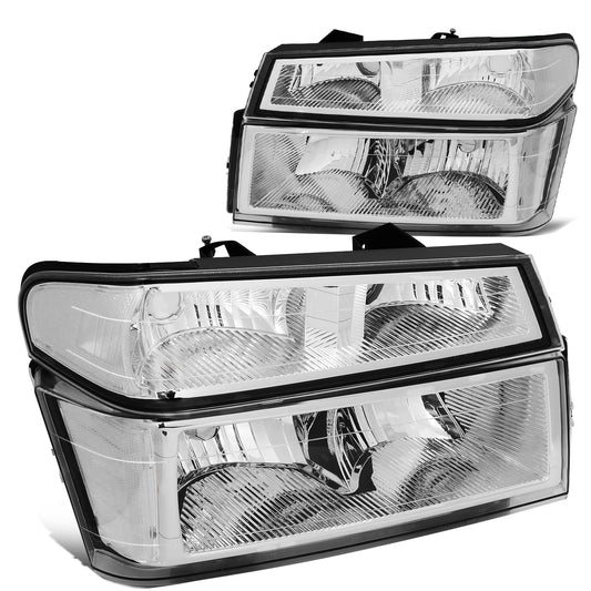FAROS 04-12 CHEVY COLORADO , GMC CANYON / 06 ISUZU I-280 , I-350 / 07-08 ISUZU I-290 , I-370 2/4-DOOR - 4PC - CHROME HOUSING / CLEAR CORNER - 9006 LOW BEAM / 9005 HIGH BEAM