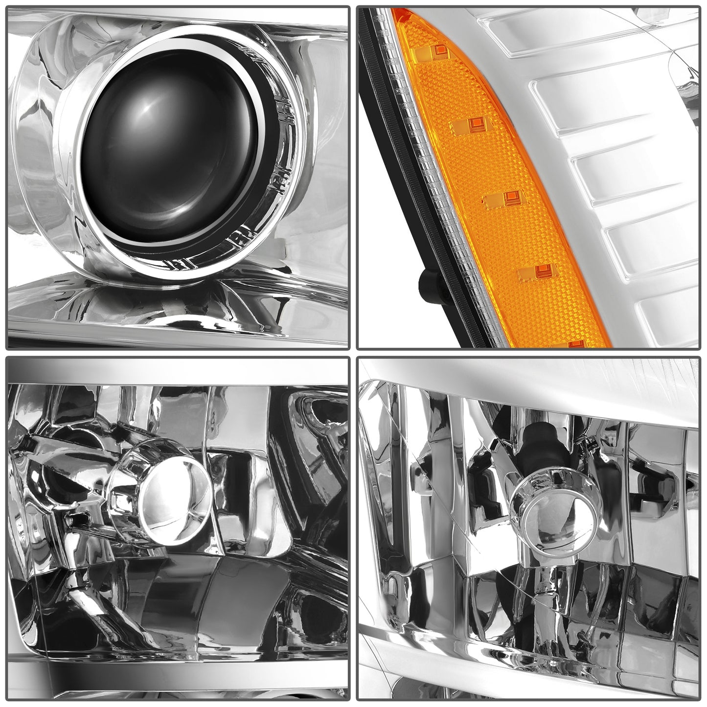 FAROS CADILLAC ESCALADE 2007-2014 - CADILLAC ESCALADE ESV 2007-2014 - CADILLAC ESCALADE EXT 2007-2013 - D1S HIGH / LOW BEAM; 194 MARKER - CHROME HOUSING / AMBER CORNER