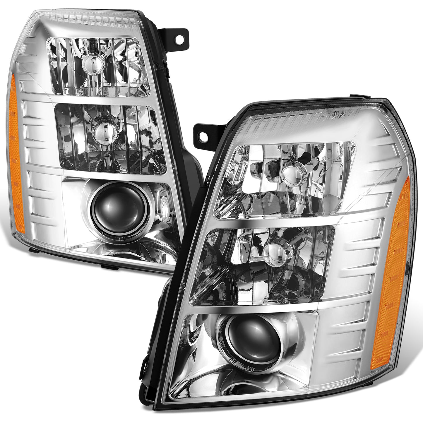 FAROS CADILLAC ESCALADE 2007-2014 - CADILLAC ESCALADE ESV 2007-2014 - CADILLAC ESCALADE EXT 2007-2013 - D1S HIGH / LOW BEAM; 194 MARKER - CHROME HOUSING / AMBER CORNER