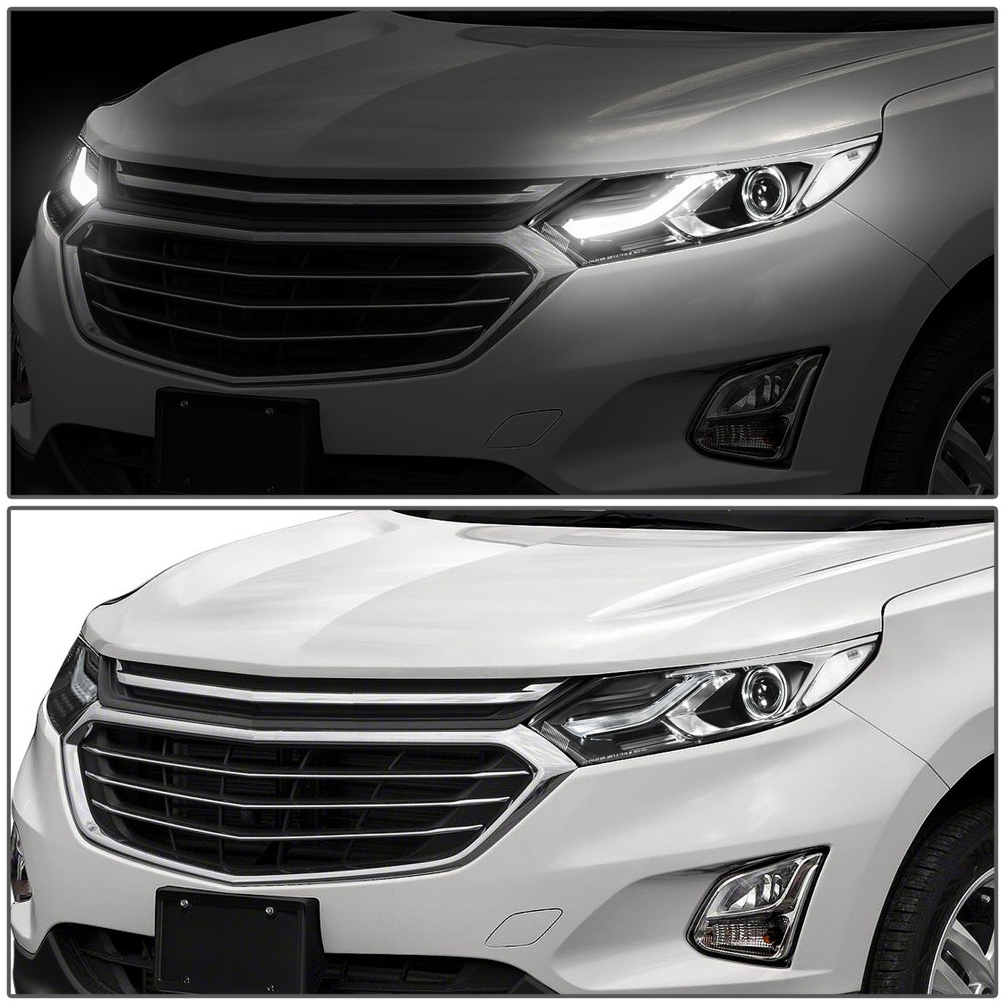 FAROS 18-21 CHEVROLET EQUINOX - ONLY FITS MODELS WITH FACTORY HALOGEN HEADLIGHTS - DOES NOT FIT HID XENON OR LED HEADLIGHT MODELS - PROJECTOR - LED DRL - CHROME HOUSING / CLEAR CORNER - 9012 H1R2 LOW BEAM / HIGH BEAM