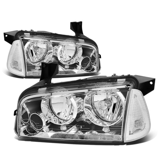 FAROS 06-10 DODGE CHARGER 4-DOOR - 4PC - CHROME HOUSING / CLEAR CORNER - 9006 LOW BEAM / 9005 HIGH BEAM