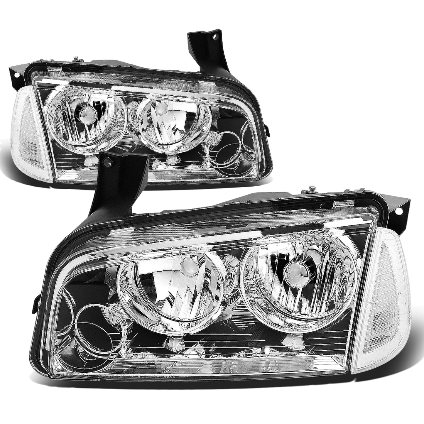 FAROS 06-10 DODGE CHARGER 4-DOOR - 4PC - CHROME HOUSING / CLEAR CORNER - 9006 LOW BEAM / 9005 HIGH BEAM