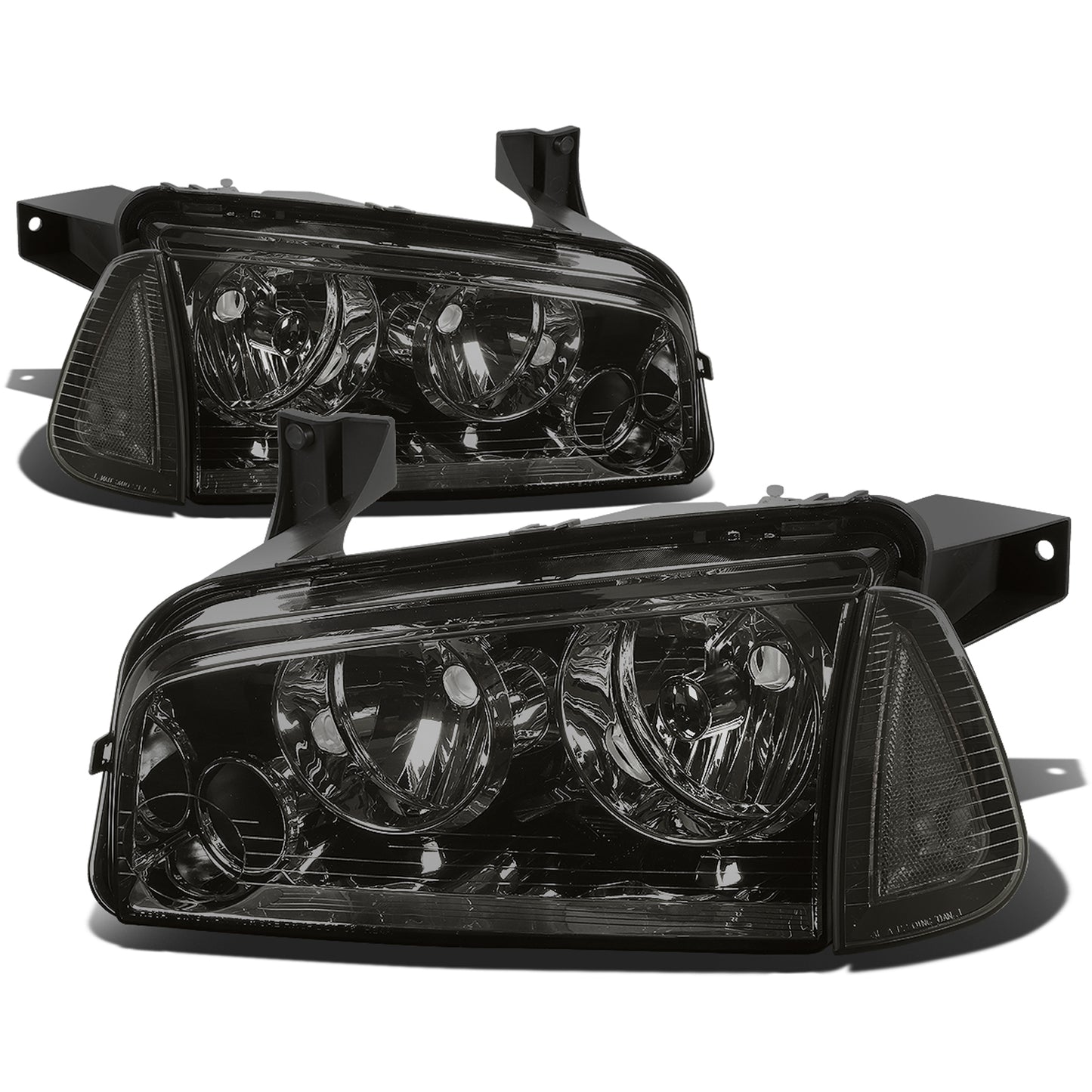 FAROS 06-10 DODGE CHARGER 4-DOOR - 4PC - SMOKE HOUSING / CLEAR CORNER - 9006 LOW BEAM / 9005 HIGH BEAM