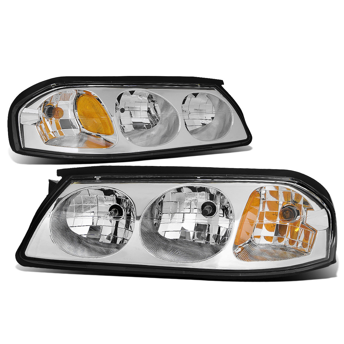 FAROS 00-05 CHEVY IMPALA 4-DOOR - CHROME HOUSING / AMBER CORNER - 9006 LOW BEAM / 9005 HIGH BEAM