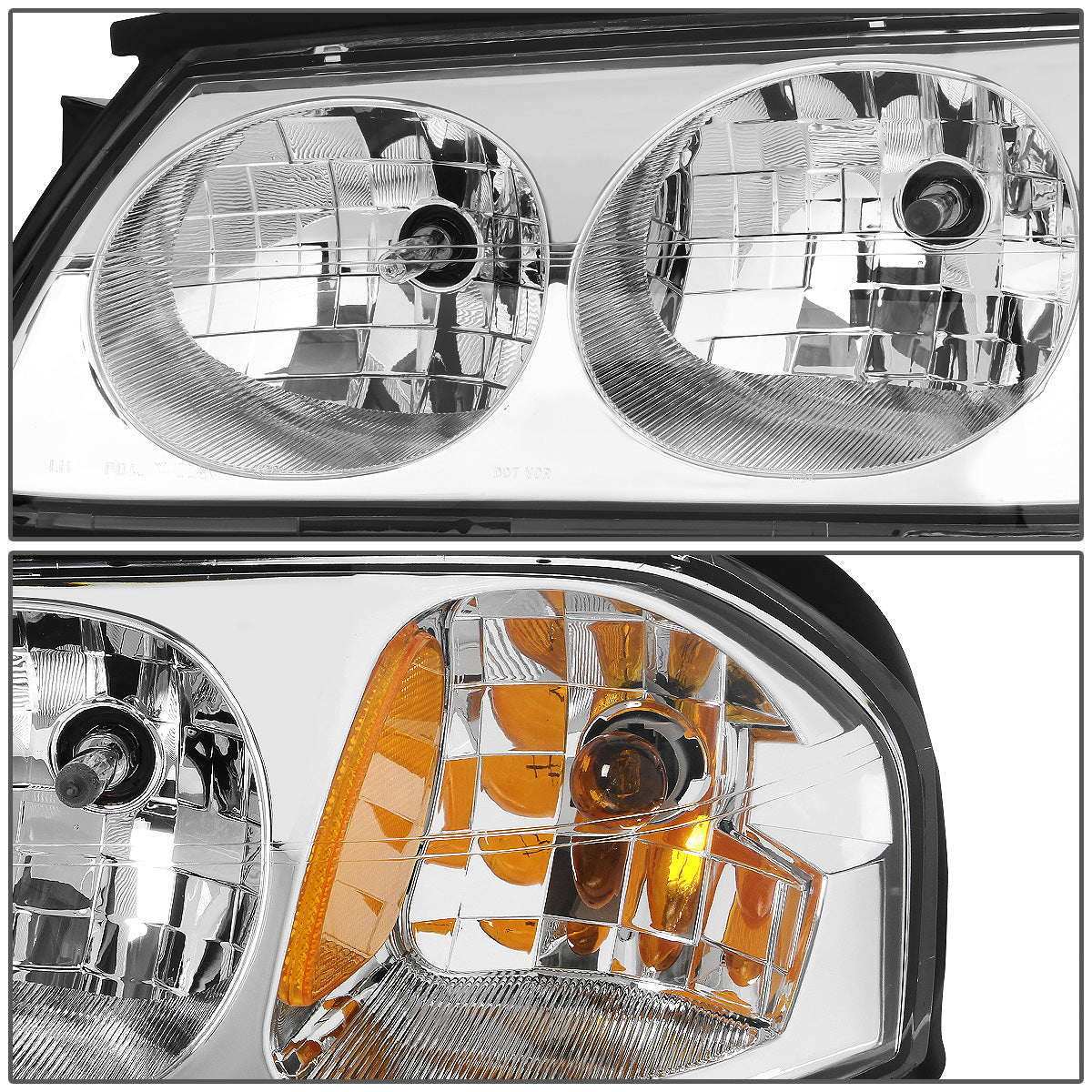 FAROS 00-05 CHEVY IMPALA 4-DOOR - CHROME HOUSING / AMBER CORNER - 9006 LOW BEAM / 9005 HIGH BEAM