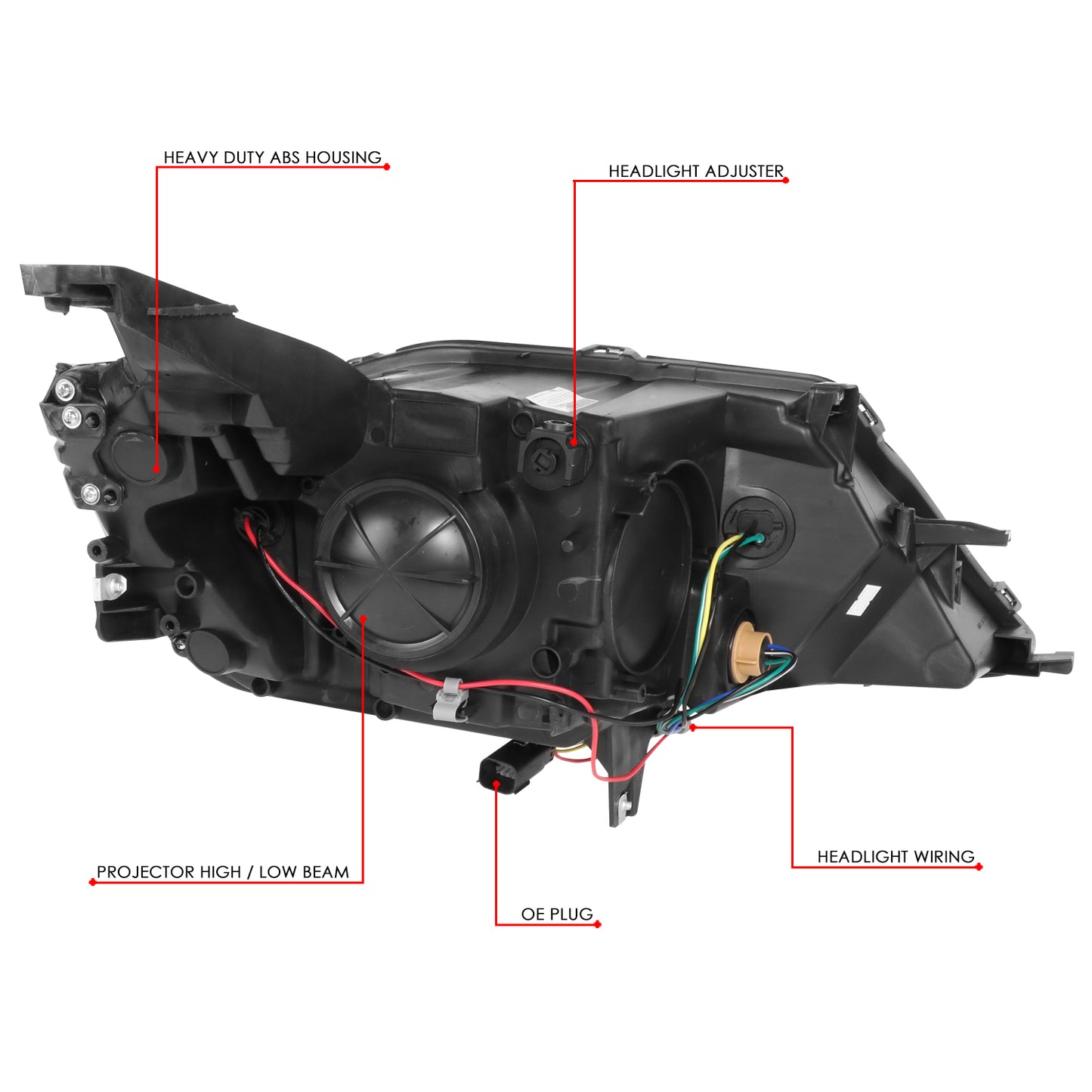 FAROS 15-19 CHEVROLET IMPALA - FITS HALOGEN HEADLIGHT MODELS ONLY - OEM - PROJECTOR - 9005 HIGH/LOW BEAM - BLACK HOUSING / CLEAR CORNER