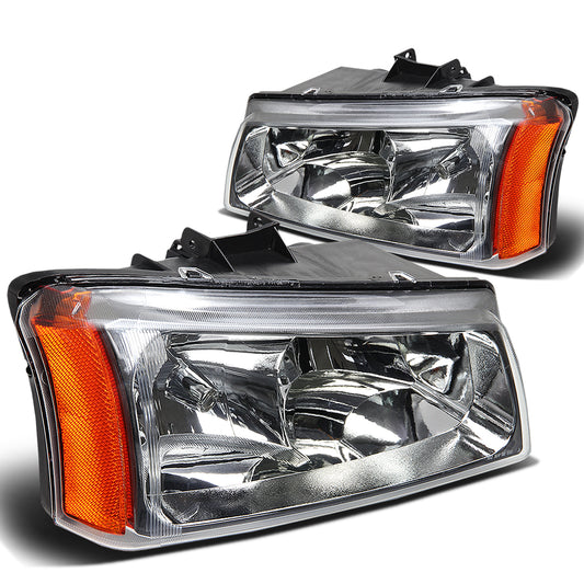 FAROS 03-04 CHEVY SILVERADO 2500 / 03-06 CHEVY AVALANCHE 1500 , 2500 / 03-06 CHEVY SILVERADO 1500 , 1500HD , 2500HD , 3500 2/4-DOOR - FITS MODELS WITHOUT FACTORY CLADDING ONLY - 2PC - CHROME HOUSING / AMBER CORNER - 9006 LOW BEAM / 9005 HIGH BEAM