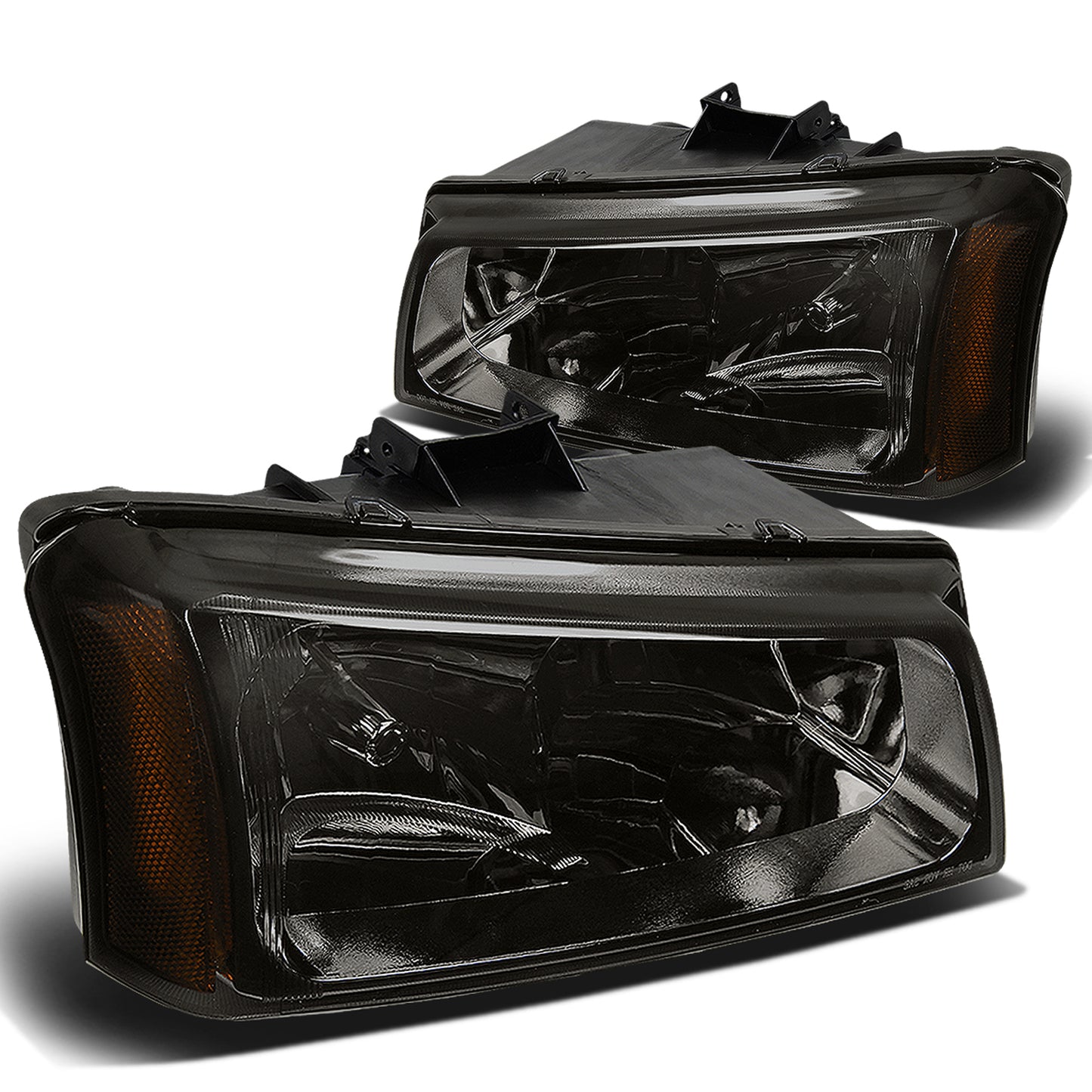 FAROS 03-04 CHEVY SILVERADO 2500 / 03-06 CHEVY AVALANCHE 1500 , 2500 / 03-06 CHEVY SILVERADO 1500 , 1500HD , 2500HD , 3500 2/4-DOOR - FITS MODELS WITHOUT FACTORY CLADDING ONLY - 2PC - SMOKE HOUSING / AMBER CORNER - 9006 LOW BEAM / 9005 HIGH BEAM