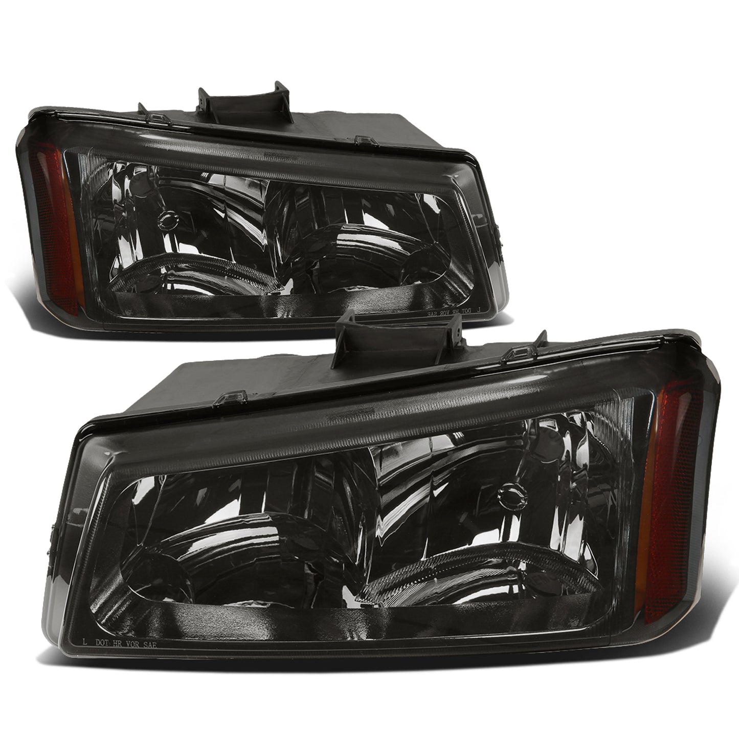 FAROS 03-04 CHEVY SILVERADO 2500 / 03-06 CHEVY AVALANCHE 1500 , 2500 / 03-06 CHEVY SILVERADO 1500 , 1500HD , 2500HD , 3500 2/4-DOOR - FITS MODELS WITHOUT FACTORY CLADDING ONLY - 2PC - SMOKE HOUSING / AMBER CORNER - 9006 LOW BEAM / 9005 HIGH BEAM