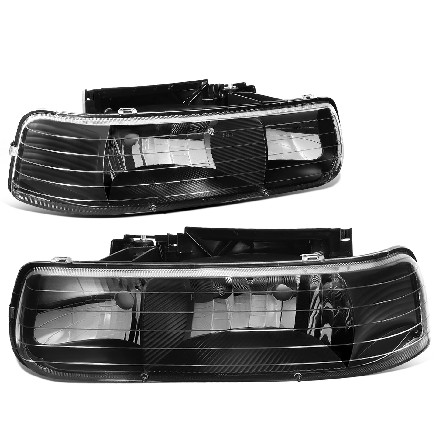FAROS 99-02 CHEVY SILVERADO 1500 , 2500 / 00-06 CHEVY SUBURBAN 1500 , 2500 , TAHOE / 01-02 CHEVY SILVERADO 1500 HD , 2500 HD , 3500 HD 2/4-DOOR - 2PC - BLACK HOUSING - 9006 LOW BEAM / HIGH BEAM