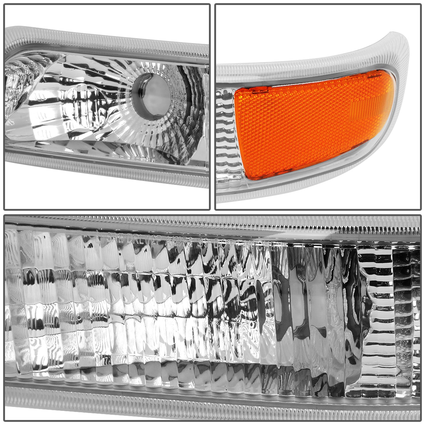 FAROS 99-02 CHEVY SILVERADO 1500HD , 2500HD , 3500HD / 00-06 CHEVY SUBURBAN 1500 , 2500 , TAHOE 2/4-DOOR - 4PC - OE STYLE - CHROME HOUSING / AMBER CORNER