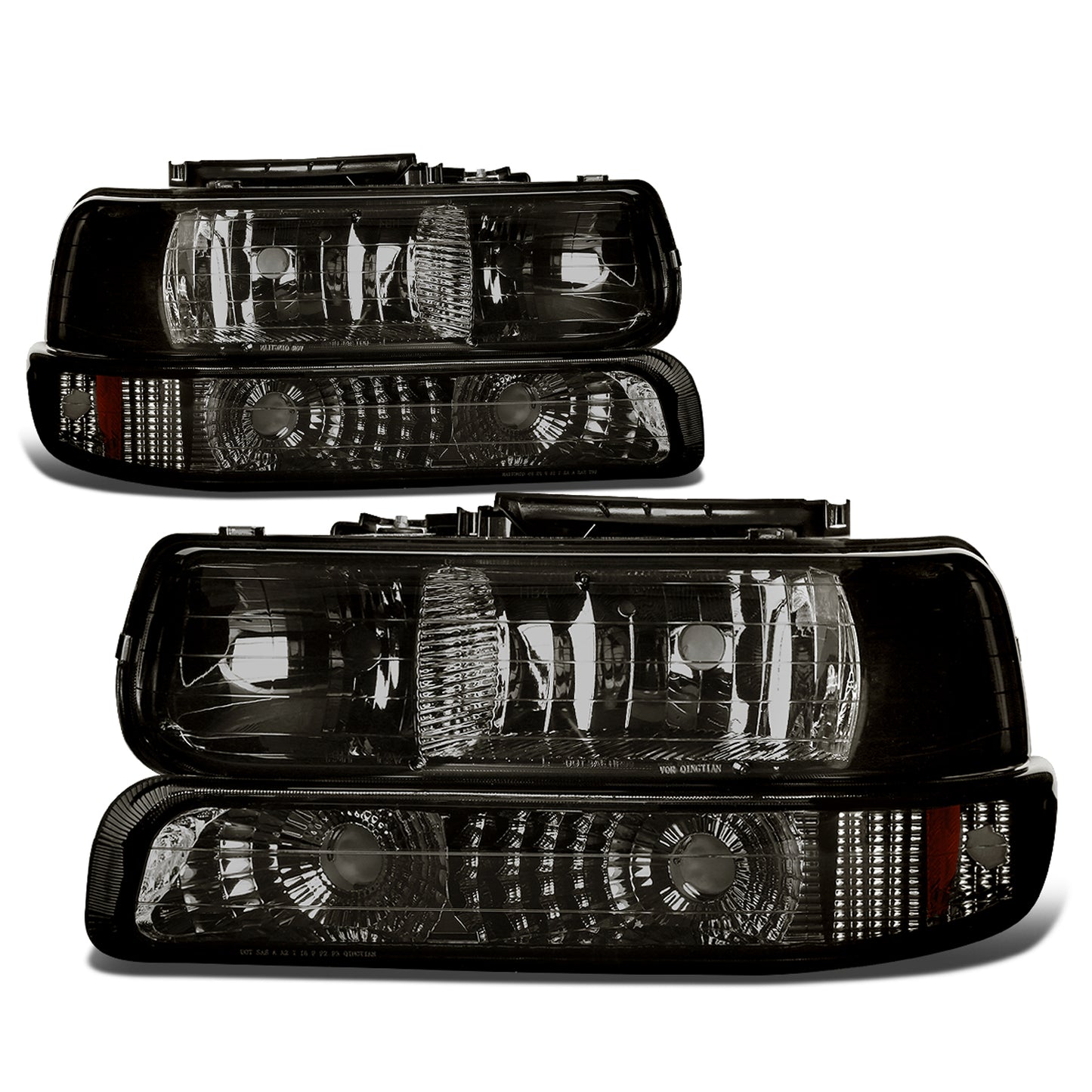 FAROS 99-02 CHEVY SILVERADO 1500HD , 2500HD , 3500HD / 00-06 CHEVY SUBURBAN 1500 , 2500 , TAHOE 2/4-DOOR - 4PC - SMOKE HOSUSING / AMBER CORNER - 9006 LOW BEAM / 9005 HIGH BEAM