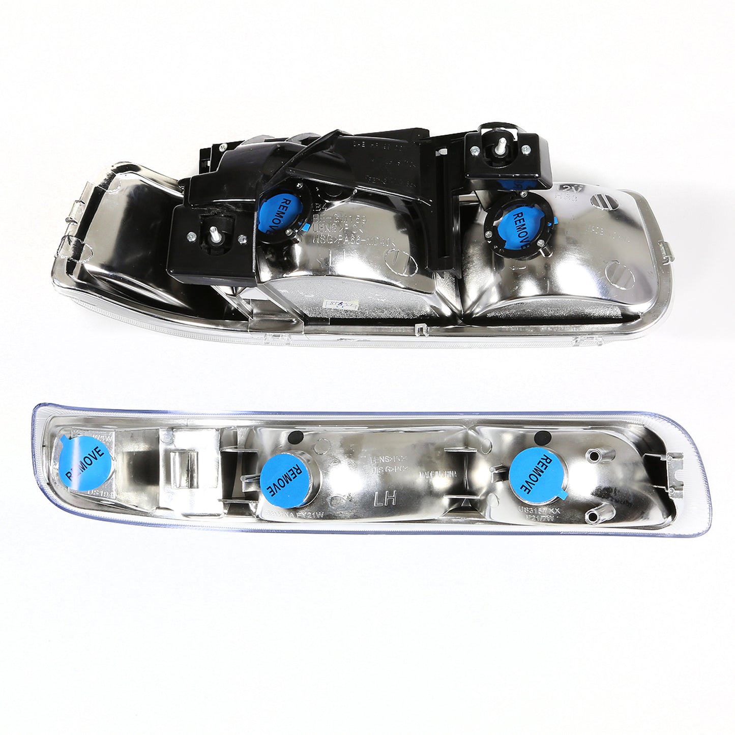 FAROS 99-02 CHEVY SILVERADO 1500HD , 2500HD , 3500HD / 00-06 CHEVY SUBURBAN 1500 , 2500 , TAHOE 2/4-DOOR - 4PC - SMOKE HOSUSING / AMBER CORNER - 9006 LOW BEAM / 9005 HIGH BEAM