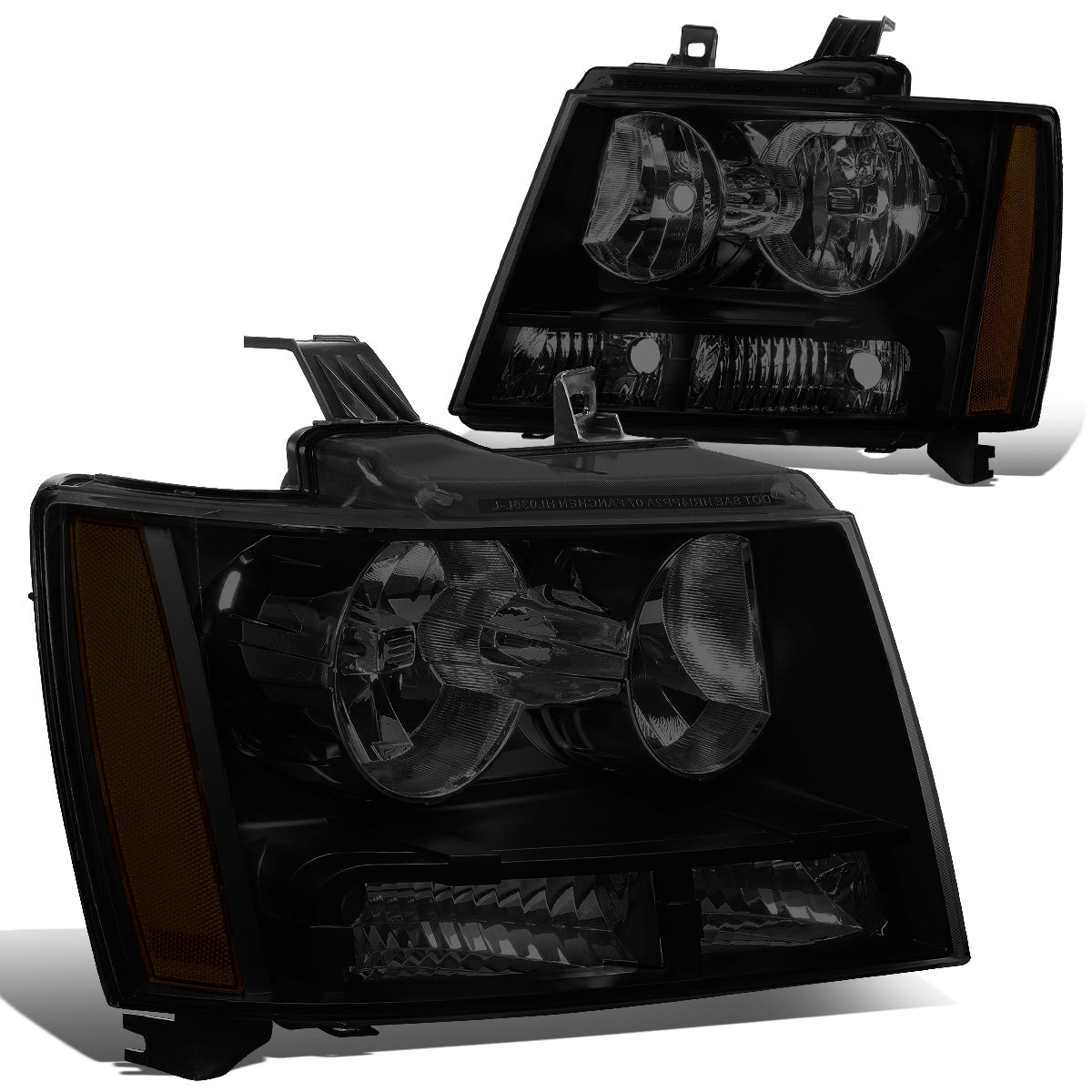 FAROS 07-14 CHEVY TAHOE / 07-13 CHEVY AVALANCHE / 07-14 CHEVY SUBURBAN 1500 / 07-13 CHEVY SUBURBAN 2500 - BLACK HOUSING / SMOKE LENS / AMBER CORNER - H11 LOW BEAM / 9005 HIGH BEAM