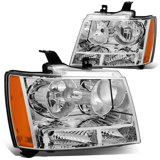 FAROS 07-14 CHEVY TAHOE / 07-13 CHEVY AVALANCHE / 07-14 CHEVY SUBURBAN 1500 / 07-13 CHEVY SUBURBAN 2500 - CHROME HOUSING / AMBER CORNER - H11 LOW BEAM / 9005 HIGH BEAM