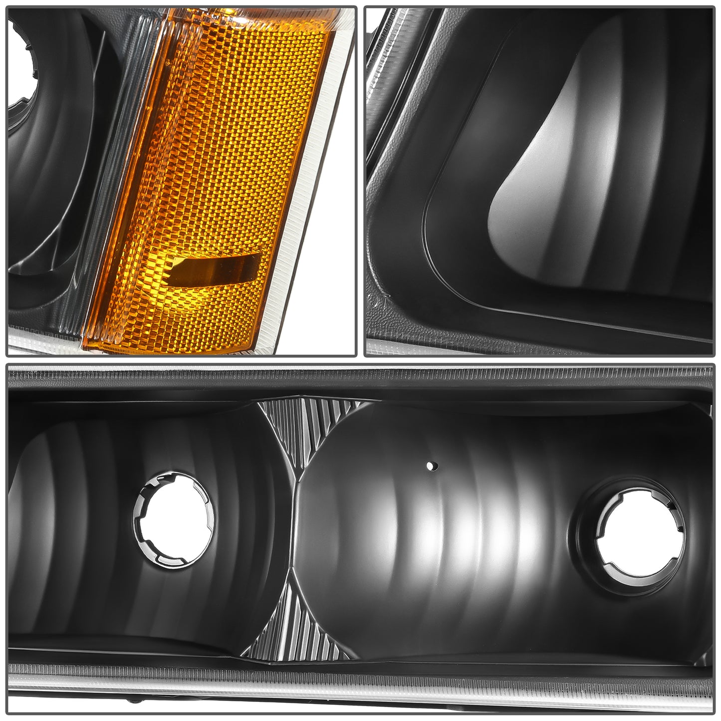 FAROS 03-2006 CHEVY SILVERADO/AVALANCHE//WHITE COVER, YELLOW REVERSE, BLACK TRIM FRAME, 4P LIGHT WITH BLUE LIGHT BULB