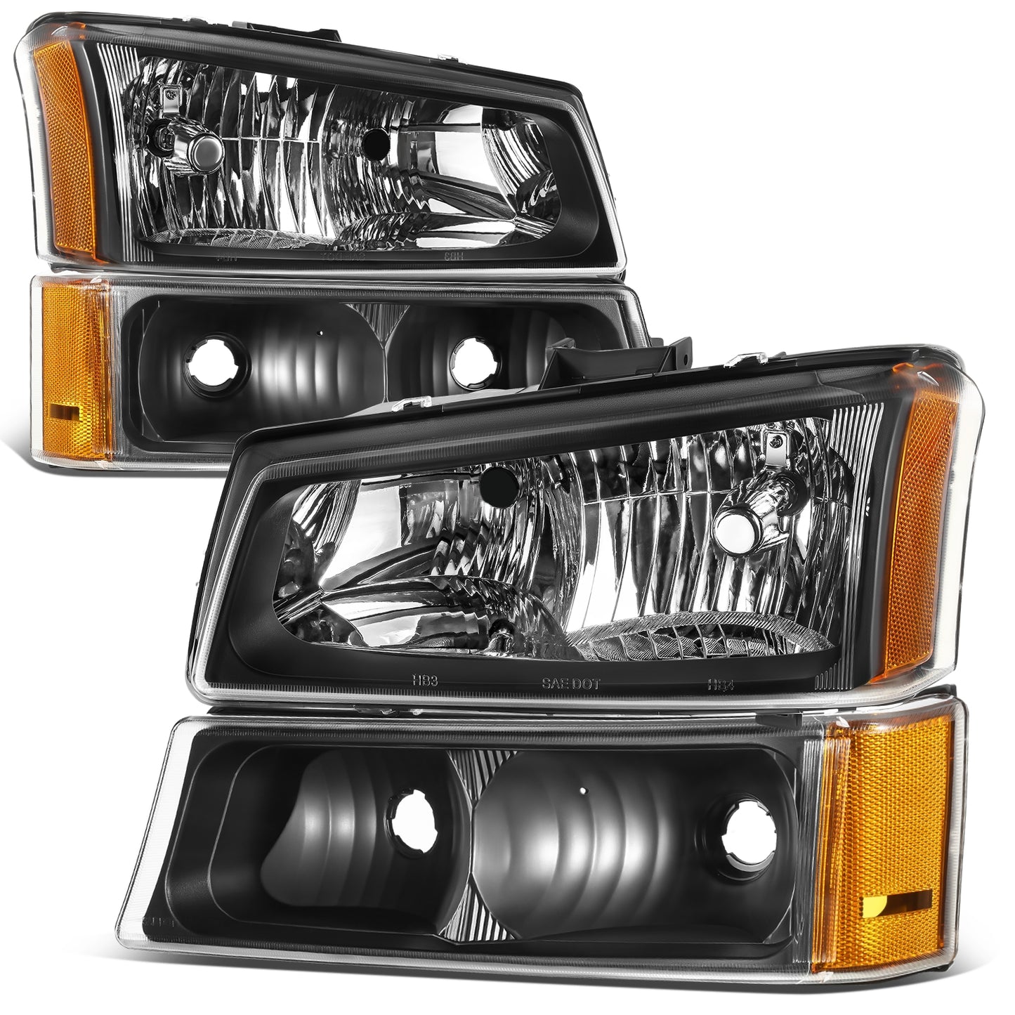 FAROS 03-2006 CHEVY SILVERADO/AVALANCHE//WHITE COVER, YELLOW REVERSE, BLACK TRIM FRAME, 4P LIGHT WITH BLUE LIGHT BULB