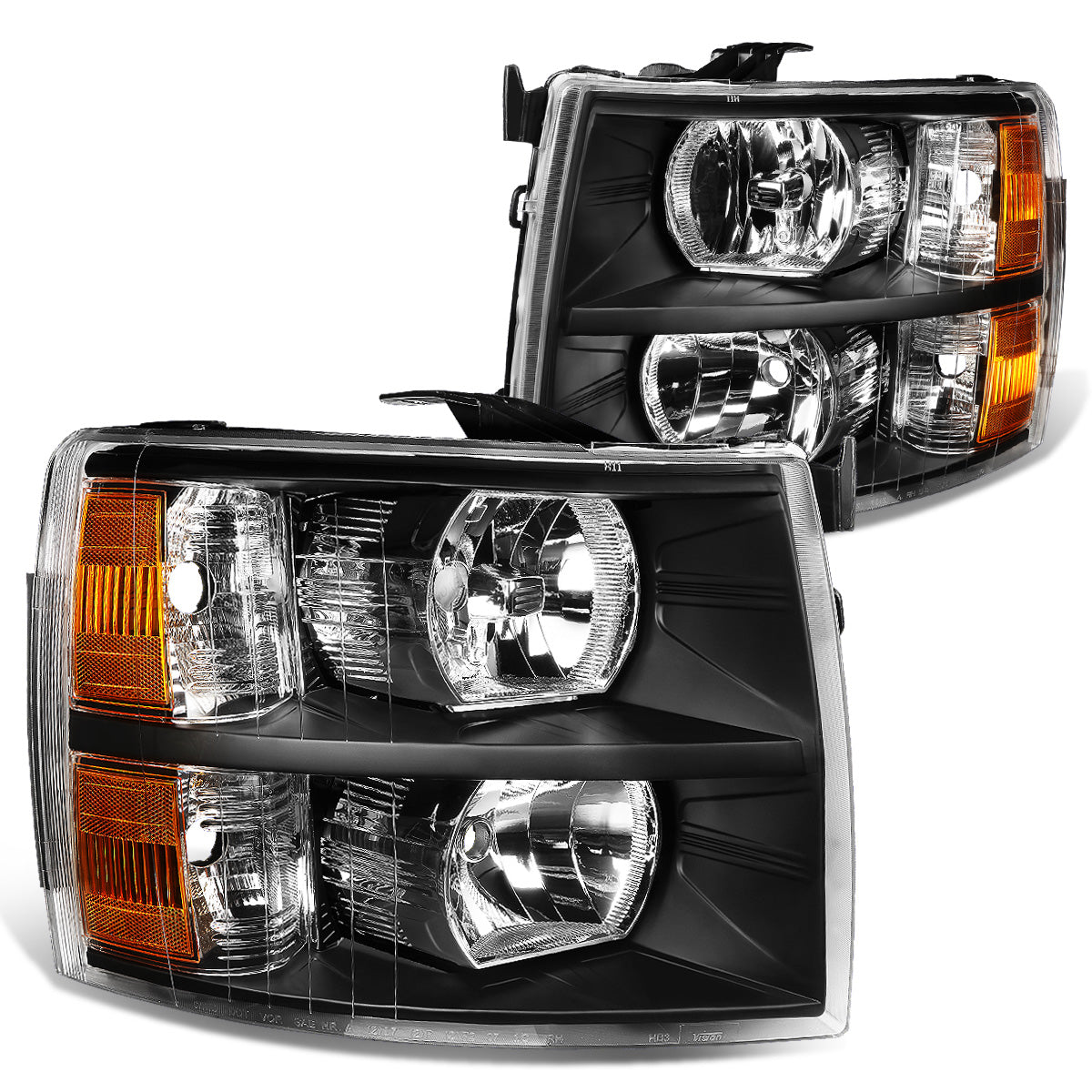FAROS 07-13 CHEVY SILVERADO 1500 / 07-14 CHEVY SILVERADO 2500 3500 & HD MODELS - BLACK HOUSING / AMBER CORNER - H11 LOW BEAM / 9005 HIGH BEAM