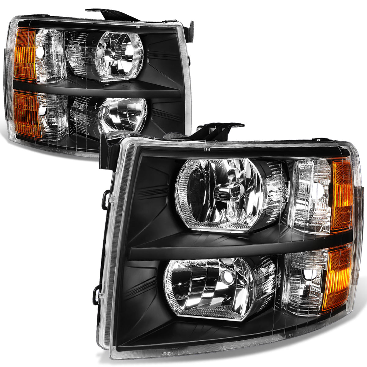 FAROS 07-13 CHEVY SILVERADO 1500 / 07-14 CHEVY SILVERADO 2500 3500 & HD MODELS - BLACK HOUSING / AMBER CORNER - H11 LOW BEAM / 9005 HIGH BEAM