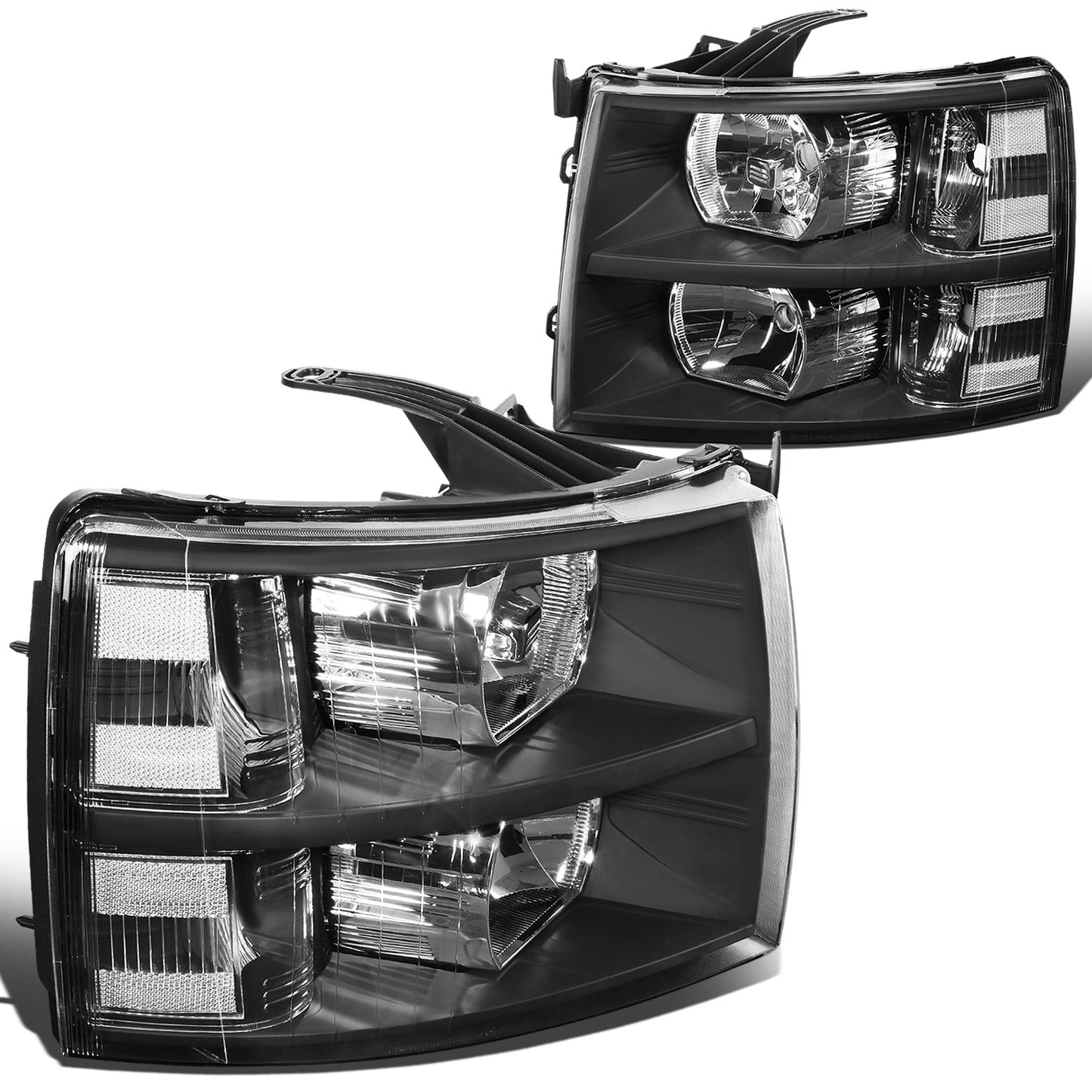 FAROS 07-13 CHEVY SILVERADO 1500 / 07-14 CHEVY SILVERADO 2500 3500 & HD MODELS - BLACK HOUSING / CLEAR CORNER - H11 LOW BEAM / 9005 HIGH BEAM