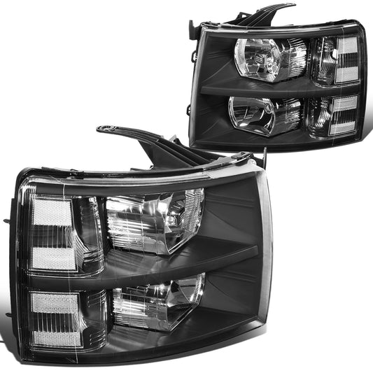 FAROS 07-13 CHEVY SILVERADO 1500 / 07-14 CHEVY SILVERADO 2500 3500 & HD MODELS - BLACK HOUSING / CLEAR CORNER - H11 LOW BEAM / 9005 HIGH BEAM