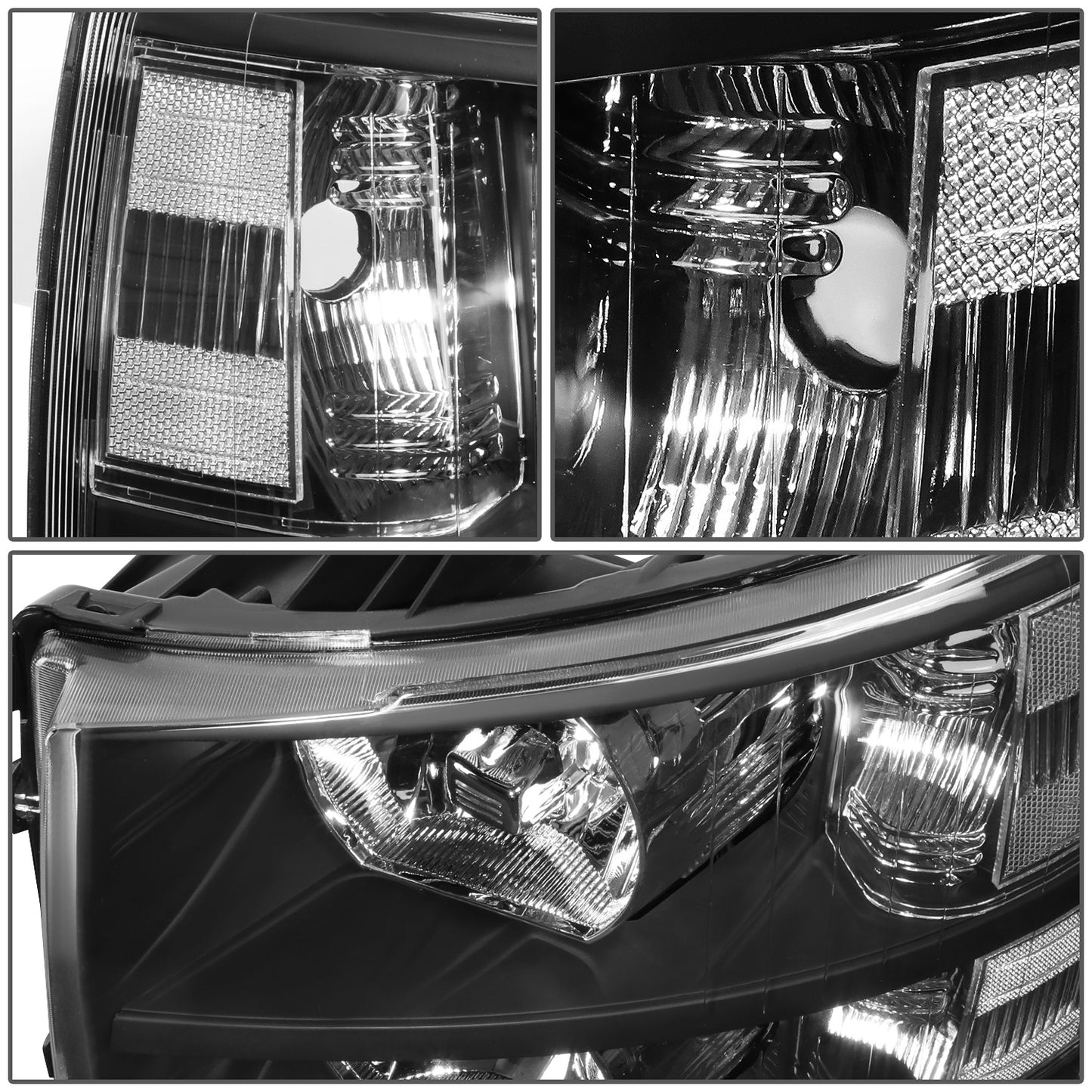 FAROS 07-13 CHEVY SILVERADO 1500 / 07-14 CHEVY SILVERADO 2500 3500 & HD MODELS - BLACK HOUSING / CLEAR CORNER - H11 LOW BEAM / 9005 HIGH BEAM