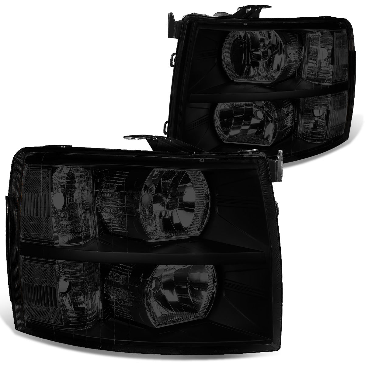 FAROS 07-13 CHEVY SILVERADO 1500 / 07-14 CHEVY SILVERADO 2500 3500 & HD MODELS - BLACK HOUSING / SMOKE LENS / CLEAR CORNER - H11 LOW BEAM / 9005 HIGH BEAM